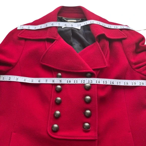 WINDSMOOR RED WOOL CASHMERE BLEND DOUBLE BREASTED COAT WOMENS SIZE 12 - Picture 5 of 13